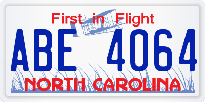 NC license plate ABE4064