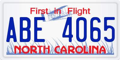 NC license plate ABE4065