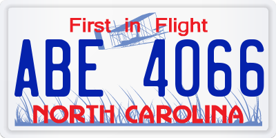 NC license plate ABE4066