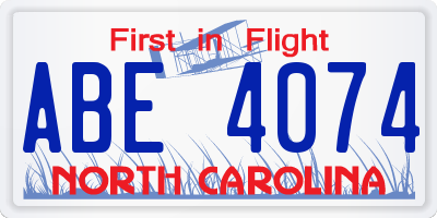 NC license plate ABE4074