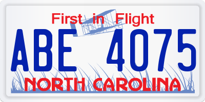 NC license plate ABE4075