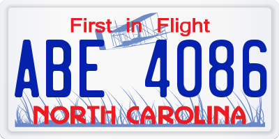 NC license plate ABE4086
