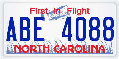 NC license plate ABE4088