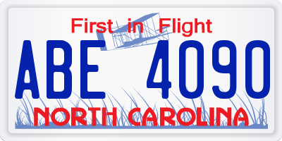 NC license plate ABE4090