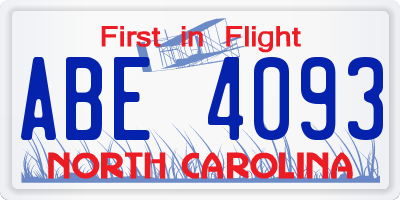 NC license plate ABE4093