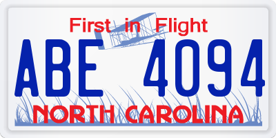 NC license plate ABE4094