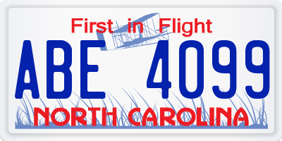 NC license plate ABE4099