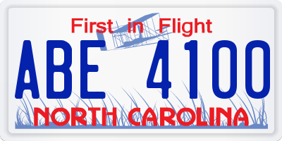 NC license plate ABE4100