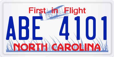 NC license plate ABE4101