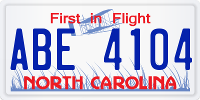 NC license plate ABE4104