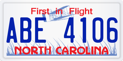 NC license plate ABE4106
