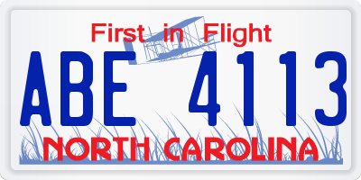 NC license plate ABE4113