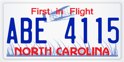 NC license plate ABE4115