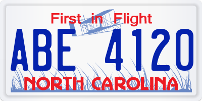 NC license plate ABE4120
