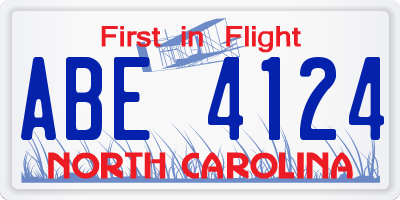 NC license plate ABE4124