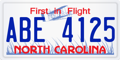 NC license plate ABE4125