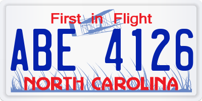 NC license plate ABE4126