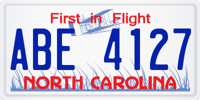 NC license plate ABE4127