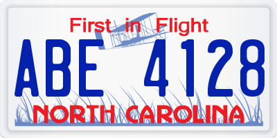 NC license plate ABE4128