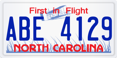 NC license plate ABE4129