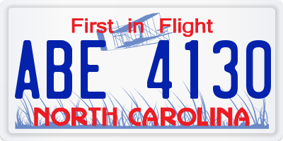NC license plate ABE4130