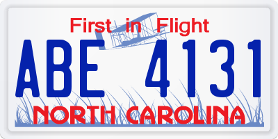 NC license plate ABE4131