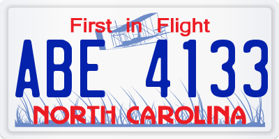 NC license plate ABE4133