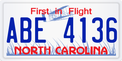 NC license plate ABE4136