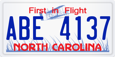 NC license plate ABE4137