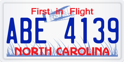 NC license plate ABE4139
