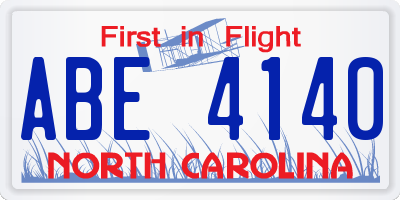 NC license plate ABE4140