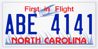 NC license plate ABE4141