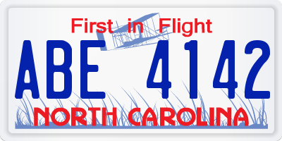 NC license plate ABE4142