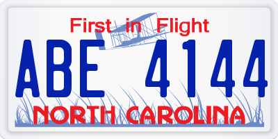 NC license plate ABE4144