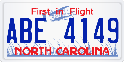 NC license plate ABE4149