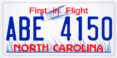 NC license plate ABE4150
