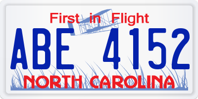 NC license plate ABE4152