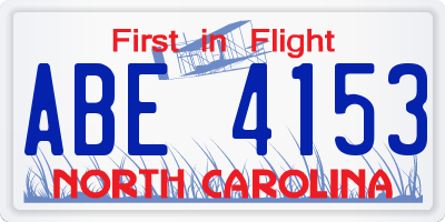 NC license plate ABE4153