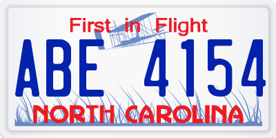 NC license plate ABE4154