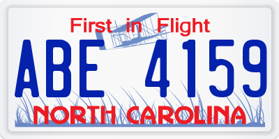 NC license plate ABE4159
