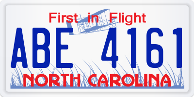 NC license plate ABE4161
