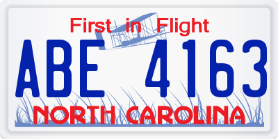 NC license plate ABE4163