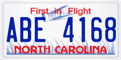 NC license plate ABE4168