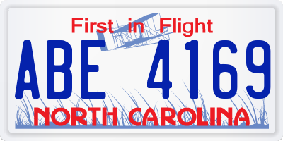NC license plate ABE4169