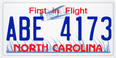 NC license plate ABE4173