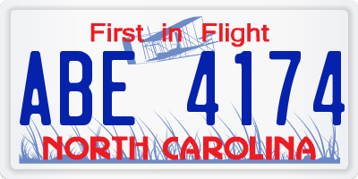 NC license plate ABE4174
