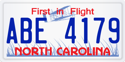NC license plate ABE4179