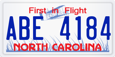 NC license plate ABE4184