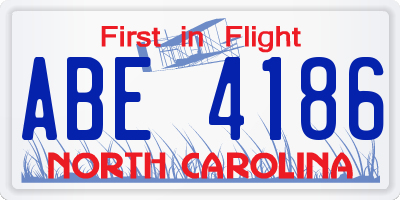 NC license plate ABE4186