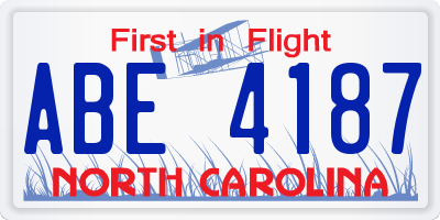 NC license plate ABE4187